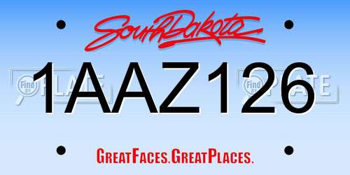 1AAZ126 South Dakota License Plate