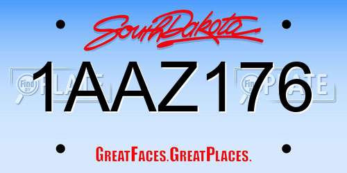 1AAZ176 South Dakota License Plate