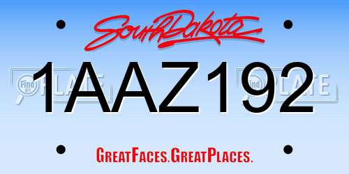 1AAZ192 South Dakota License Plate