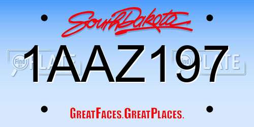 1AAZ197 South Dakota License Plate