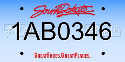 1AB0346 South Dakota License Plate
