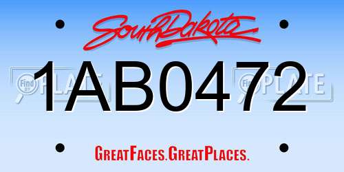 1AB0472 South Dakota License Plate