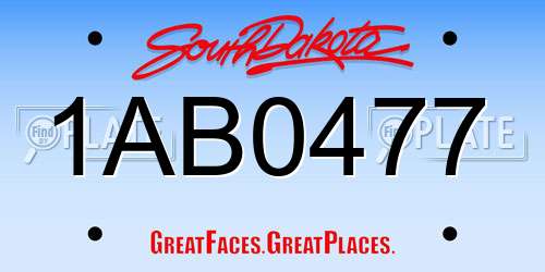 1AB0477 South Dakota License Plate