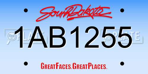 1AB1255 South Dakota License Plate
