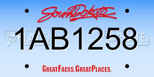 1AB1258 South Dakota License Plate