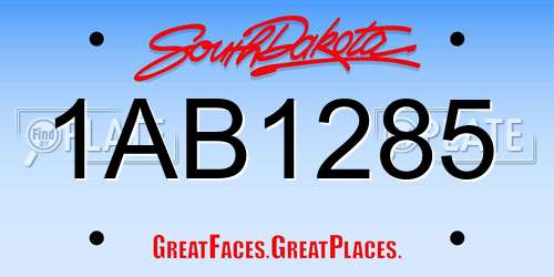 1AB1285 South Dakota License Plate