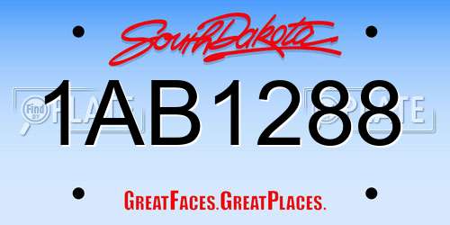 1AB1288 South Dakota License Plate