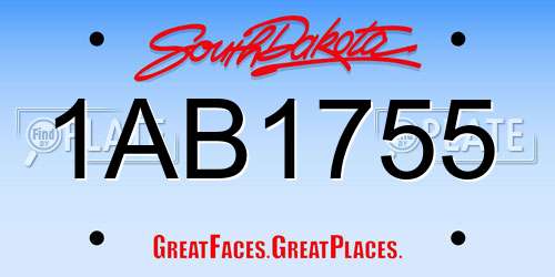1AB1755 South Dakota License Plate