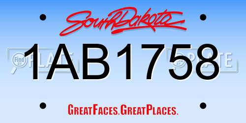 1AB1758 South Dakota License Plate