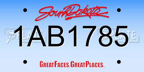 1AB1785 South Dakota License Plate