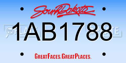 1AB1788 South Dakota License Plate