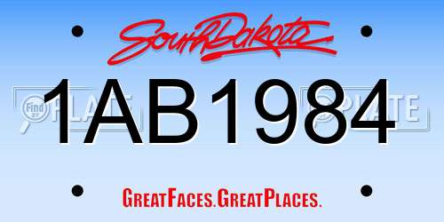 1AB1984 South Dakota License Plate