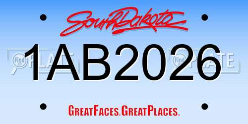 1AB2026 South Dakota License Plate