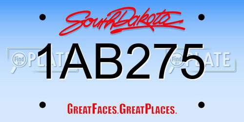 1AB275 South Dakota License Plate
