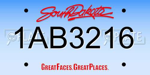 1AB3216 South Dakota License Plate