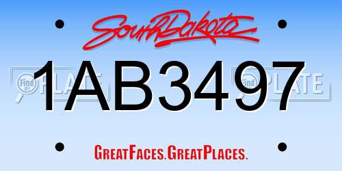 1AB3497 South Dakota License Plate