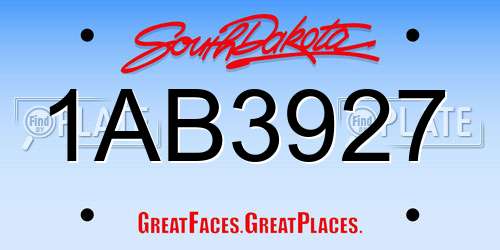 1AB3927 South Dakota License Plate