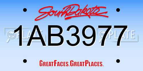 1AB3977 South Dakota License Plate