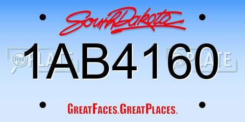 1AB4160 South Dakota License Plate