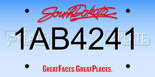 1AB4241 South Dakota License Plate