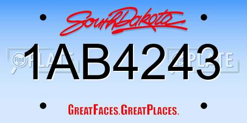 1AB4243 South Dakota License Plate