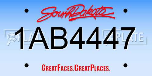 1AB4447 South Dakota License Plate