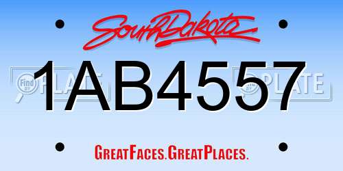 1AB4557 South Dakota License Plate