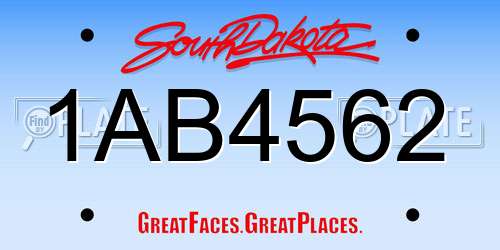 1AB4562 South Dakota License Plate