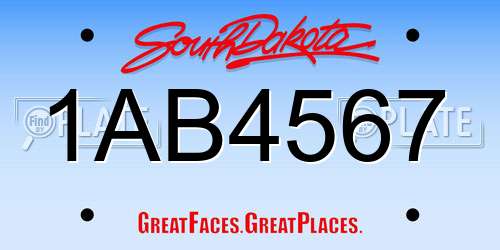 1AB4567 South Dakota License Plate