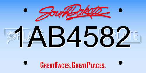 1AB4582 South Dakota License Plate