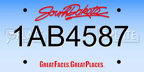 1AB4587 South Dakota License Plate