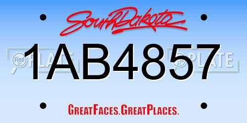 1AB4857 South Dakota License Plate