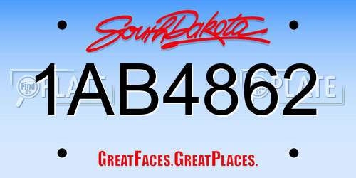 1AB4862 South Dakota License Plate