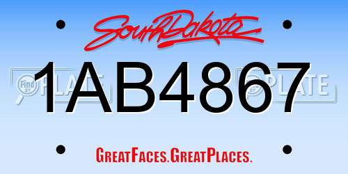 1AB4867 South Dakota License Plate