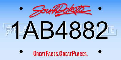 1AB4882 South Dakota License Plate