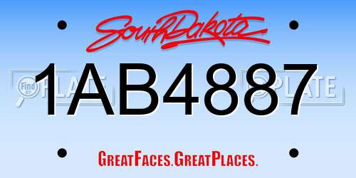 1AB4887 South Dakota License Plate