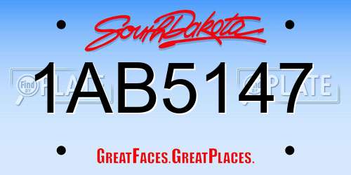 1AB5147 South Dakota License Plate
