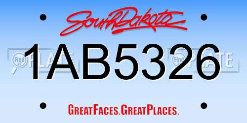 1AB5326 South Dakota License Plate