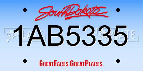 1AB5335 South Dakota License Plate