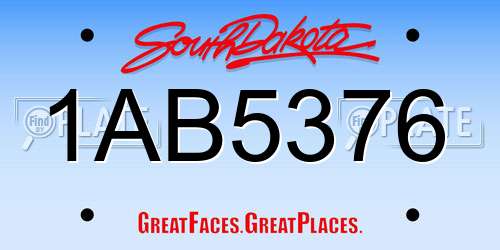 1AB5376 South Dakota License Plate