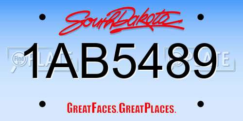 1AB5489 South Dakota License Plate