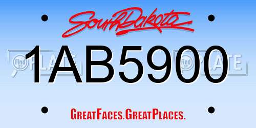 1AB5900 South Dakota License Plate
