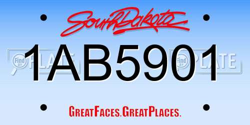1AB5901 South Dakota License Plate
