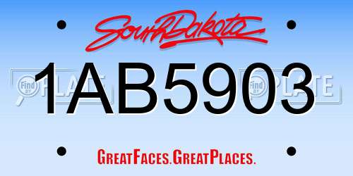 1AB5903 South Dakota License Plate