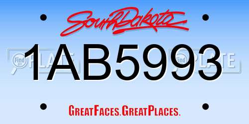1AB5993 South Dakota License Plate