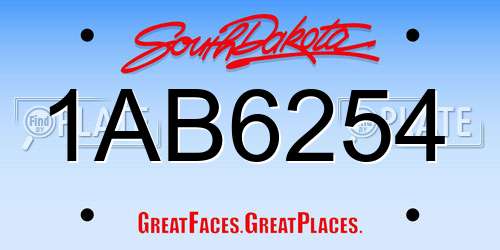 1AB6254 South Dakota License Plate