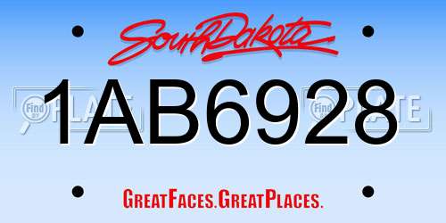 1AB6928 South Dakota License Plate