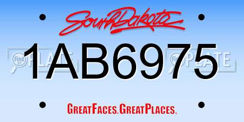 1AB6975 South Dakota License Plate
