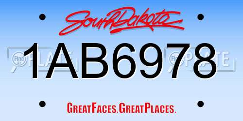 1AB6978 South Dakota License Plate