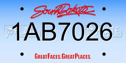 1AB7026 South Dakota License Plate